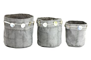 Stoffsack Set 3 teilig mit Knöpfen in der Farbe grau, wasserdicht