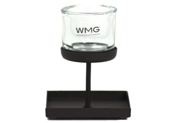 Teelichthalter 2 teilig aus Metall und Glaszylinder, Höhe 15 cm